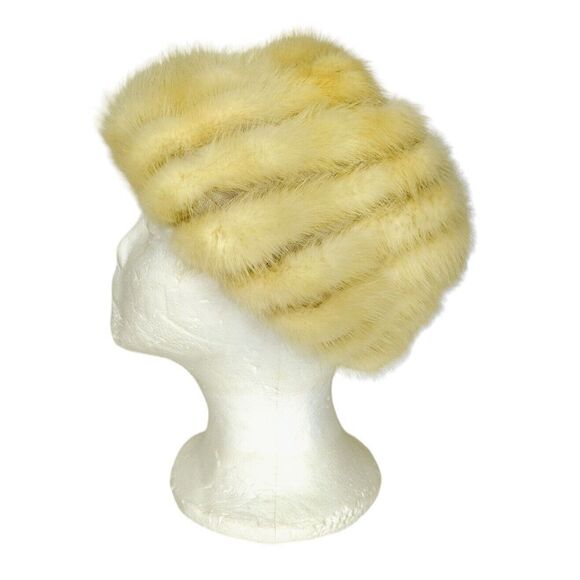 Vintage 50s Deborah Exclusive Beige Genuine Mink Fur Hat Fuzzy Winter Cap - Picture 10 of 11